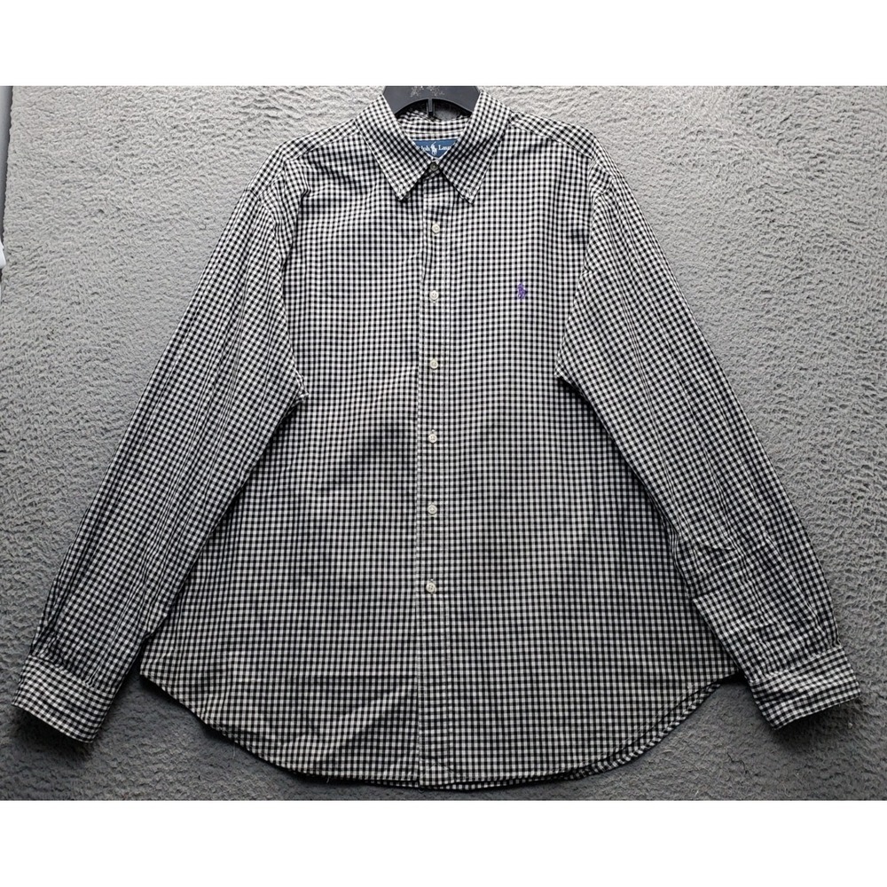 Vtg Ralph Lauren Dress Shirt Men XXL Multi Gingham Classic Pony Logo Button Down